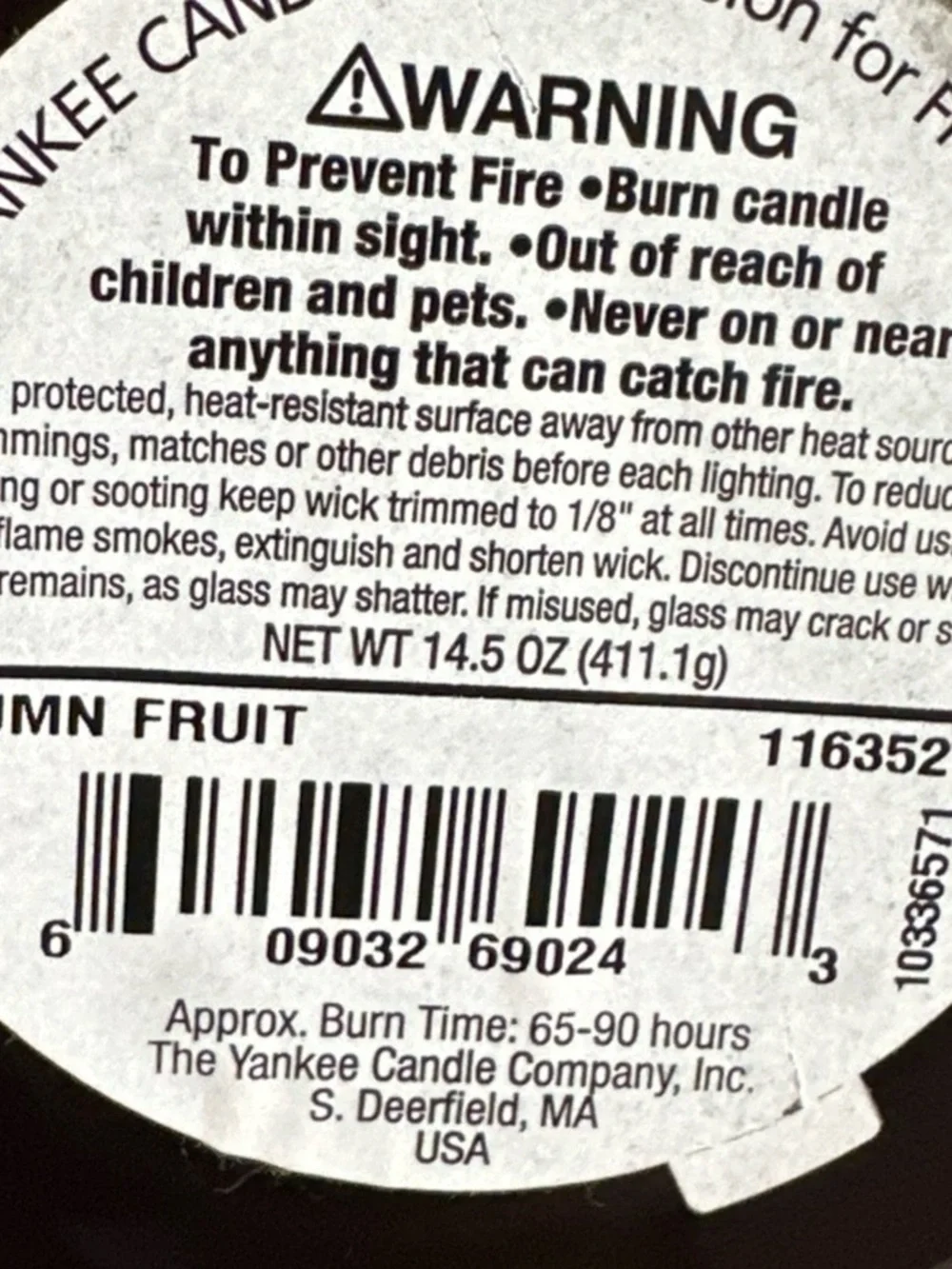 Yankee Medium Jar Candle 14.5oz Autumn fruit Seasonal Christmas Thanks Giving